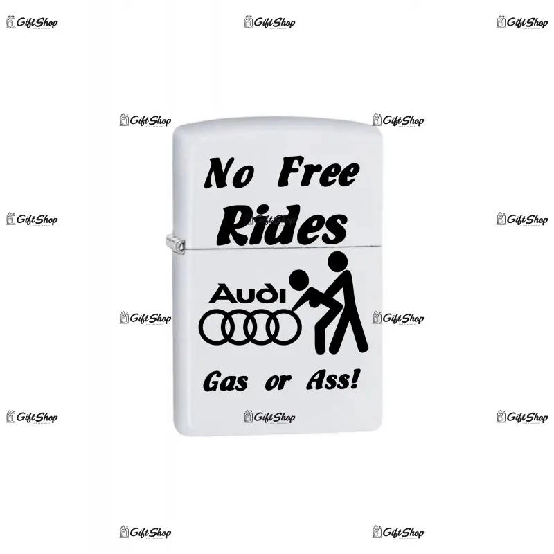 No free rides audi, bricheta metalica gravata laser cu mesaj